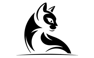 A sleek logo design of a stylized cat