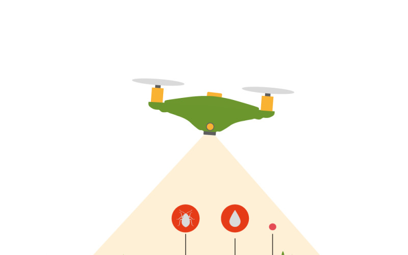Agricultural Drone Technology Revolutionizing Modern Farming Vector Graphic