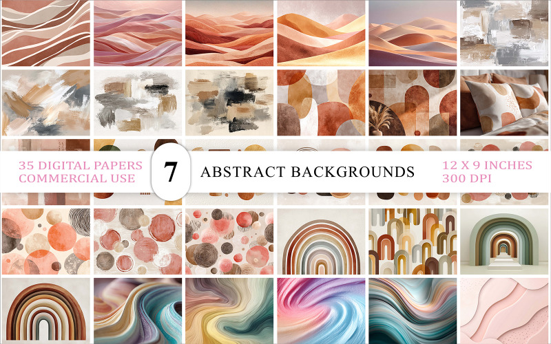 Boho Rainbow Aesthetic Backgrounds | Earthy Boho Abstract Backgrounds | Terracotta Abstract Swirls