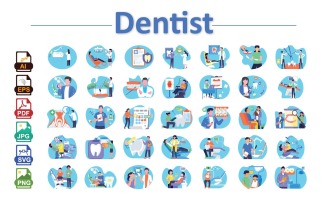 Dentist Vector Illustration Pack – Dental Care, Clinic Scenes & Oral Hygiene