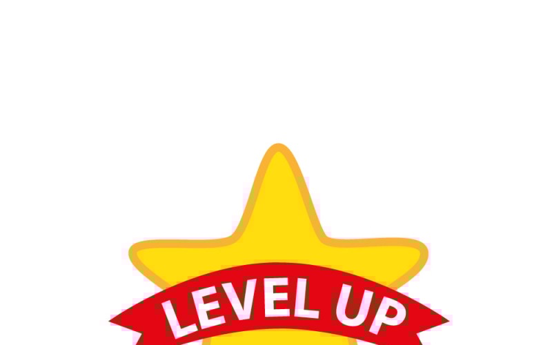 Dynamic Level Up Star Achievement Badge Gaming Vector Illustration Vector Graphic