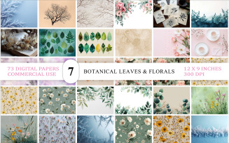 Elegant Botanical Leaves & Soft Florals Pack | Nature Inspired Floral & Leafy Backgrounds