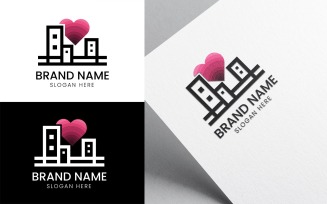 Love or Heart Real Estate Building logo