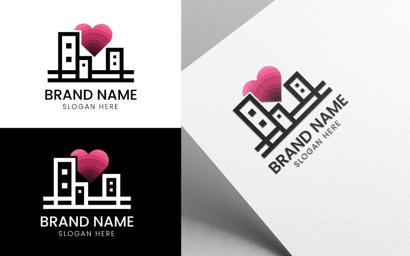 Love or Heart Real Estate Building logo Logo Template