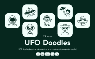 Modern UFO Doodle Icon Set