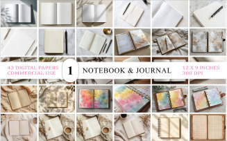 Neutral Paper Flatlays for Product Display | Aesthetic Writing Journal & Notepad | Notebook