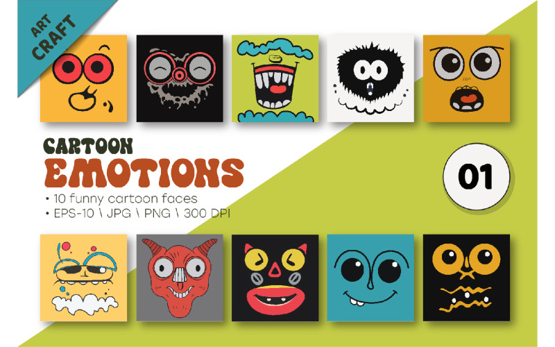 Set of Cartoon emotions 01 Illustration