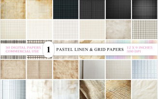 Soft Minimal Digital Paper Set | Neutral Office Style Textures | Modern Pastel Linen Grid Papers