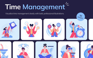 Time Management Illustration Art Set