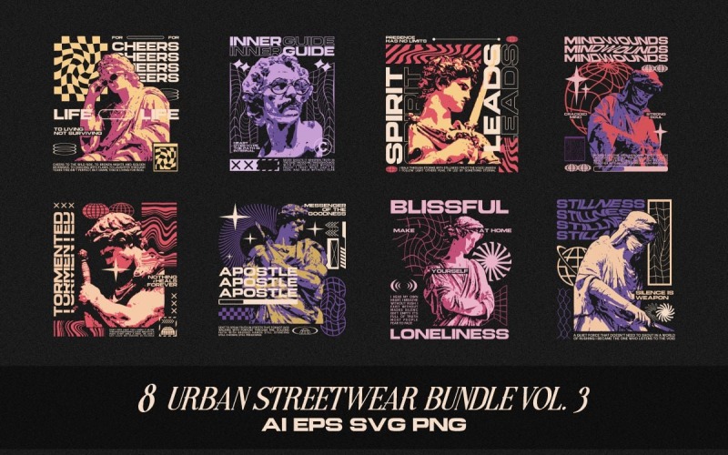 Urban Streetwear T-shirt Designs Bundle Vol. 3