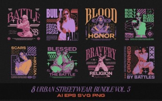 Urban streetwear T-shirt Designs Bundle Vol. 5