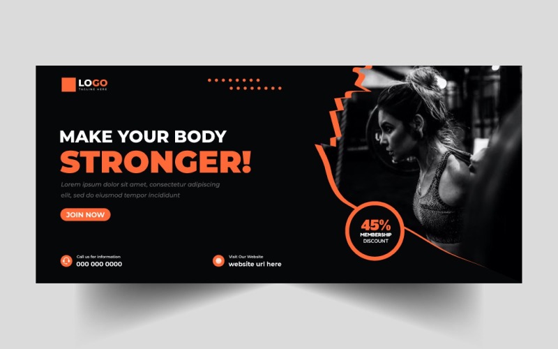 Fitness Gym Social Media Cover Banner Template Ver-2