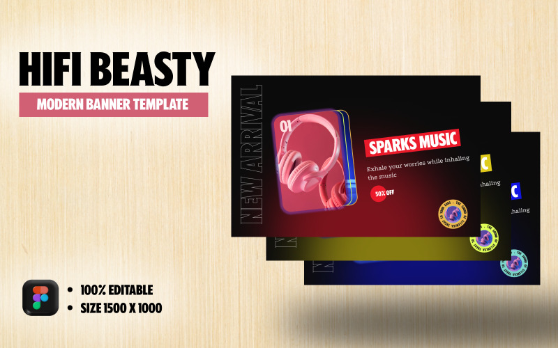HiFi Beasty - Free Website landscape modern banner template design Social Media