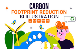 10 Carbon Footprint Reduction Illustration