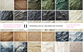 Neutral Toned Paper Backgrounds | Wrinkled & Crumpled Paper Texture | Earthy Crumpled Surface