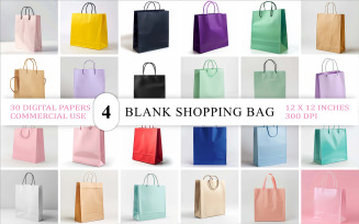Pastel & Kraft Shopping Bag | Colorful Shopping Bag JPG Collection | Printable Shopping Bag