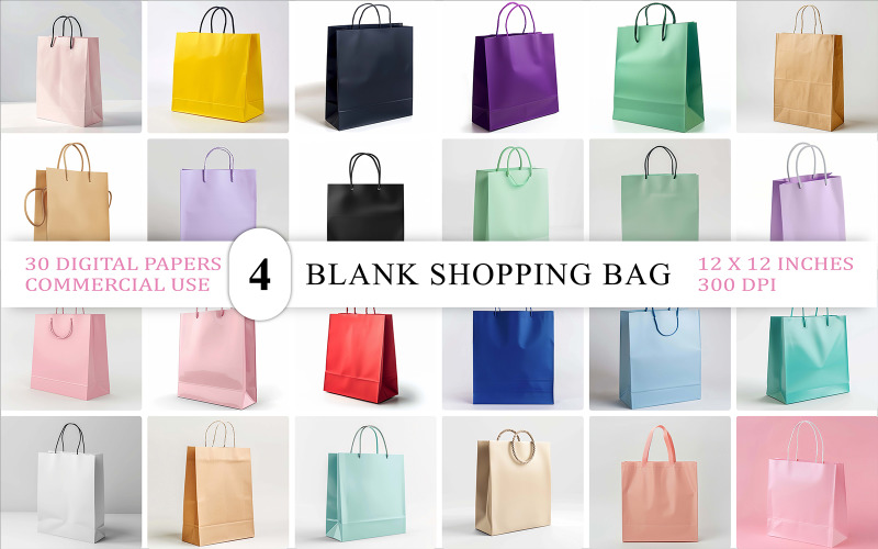 Pastel & Kraft Shopping Bag | Colorful Shopping Bag JPG Collection | Printable Shopping Bag Product Mockup