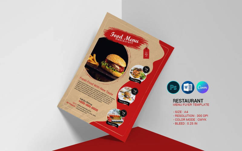 Restaurant Menu Flyer Template – Printable & Editable Corporate Identity