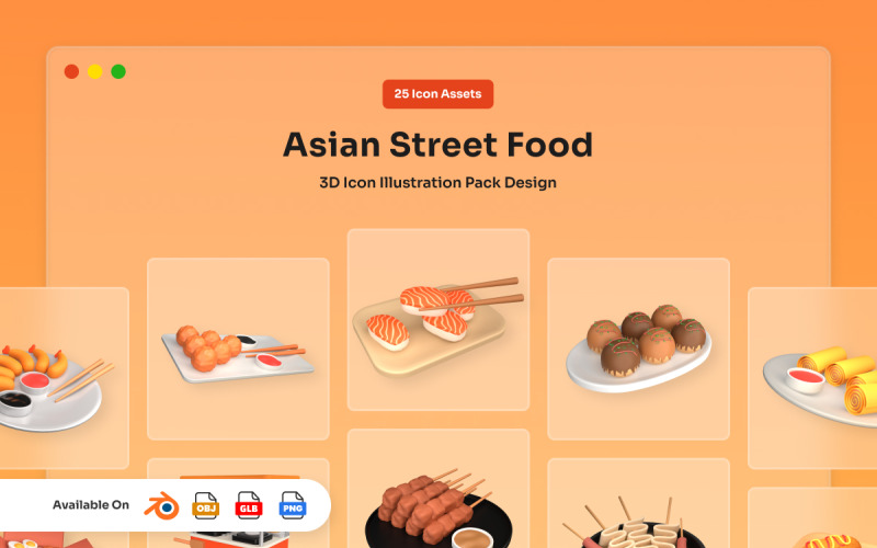 Asian Street Food 3D Icon Pack Model