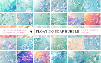 Bubble Fantasy Digital Paper | Floating Soap Bubble Texture | Transparent Soap Bubble Backgrounds