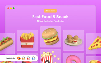 Clay-Style 3D Food Icons for UI & Branding