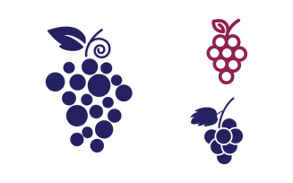 Grapes fruit icon logo illustration design template v3.4
