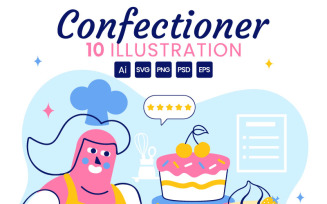 10 Confectioner Vector Illustration