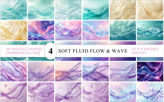 Pastel Fluid Wave Backgrounds | Soft Liquid Abstract Papers | Smooth Pastel Wave Texture Bundle