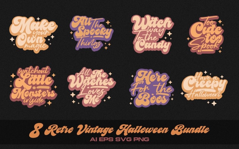 Retro Vintage Halloween T-shirt Designs Bundle