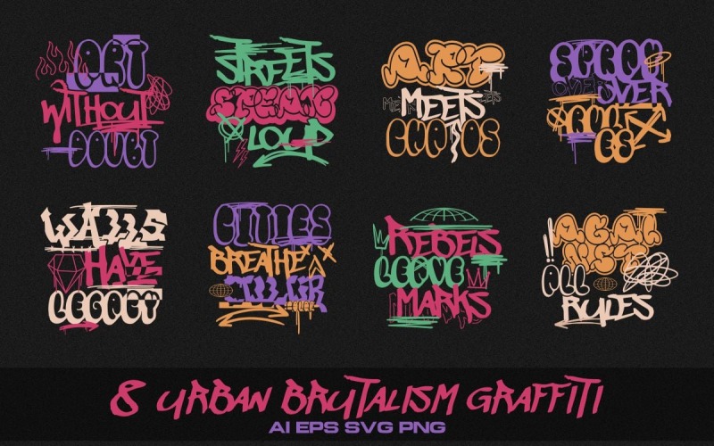 Urban Brutalism Graffiti T-shirt Designs Bundle