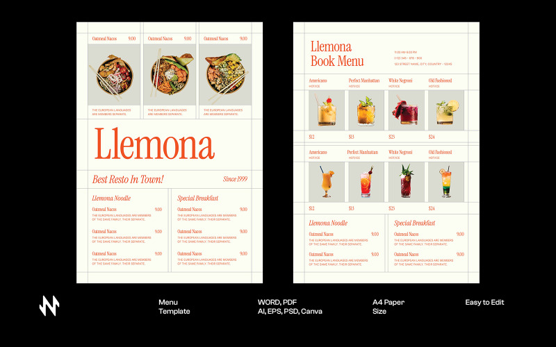 Clean Elegant Restaurant Menu Corporate Identity