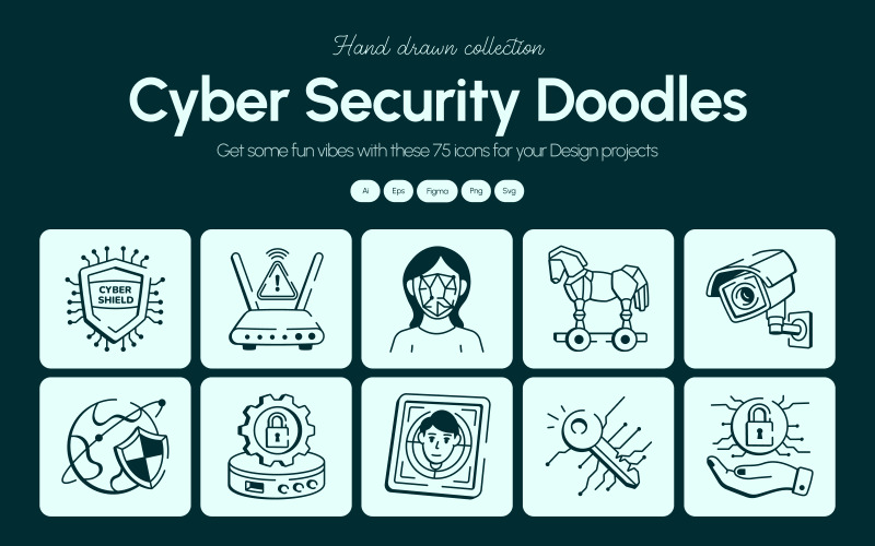 Cyber Security Doodle Icon Set