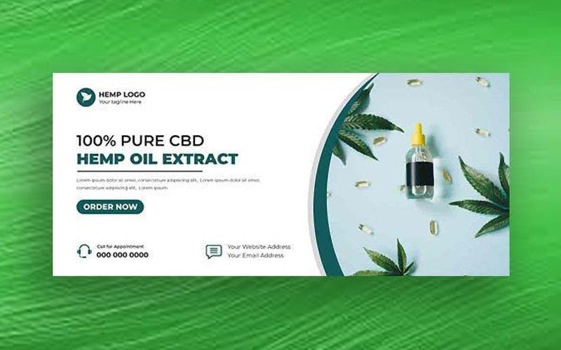 Hemp CBD Oil Social Media Cover Banner Template Ver-6