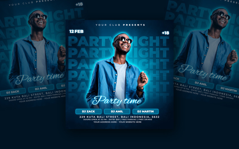 Party Night Social Media Template Design