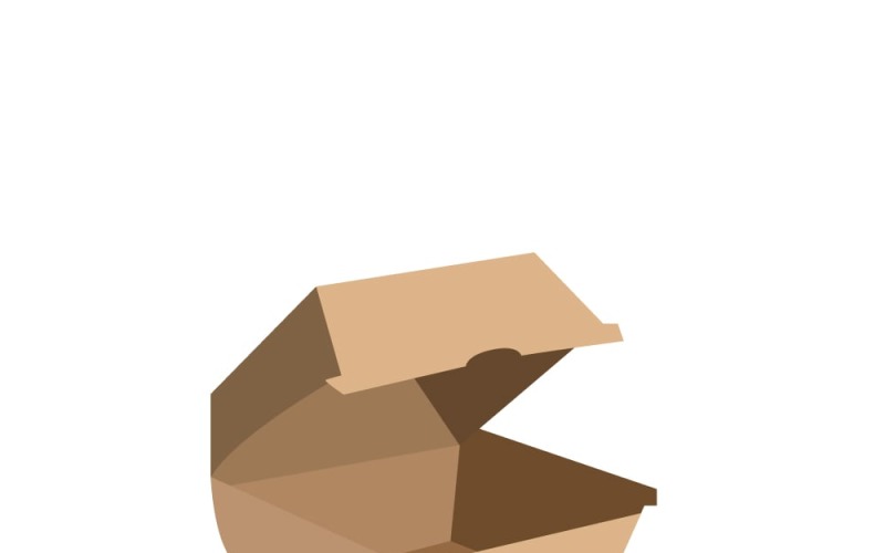 Realistic 3D Cardboard Sandwich Delivery Box Food Packaging Mockup Vector Graphic