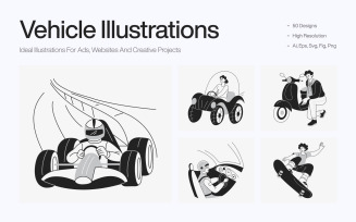 Vehicle Illustration Art Set