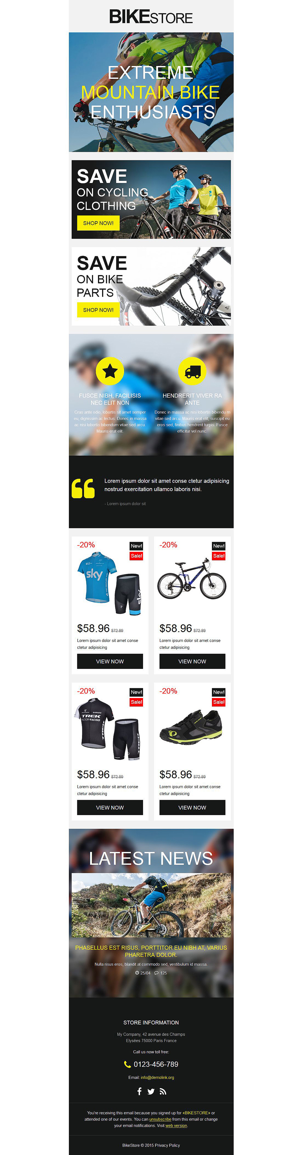 Cycling Responsive Newsletter Template New Screenshots BIG