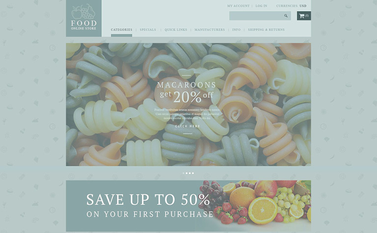 Food Shop Responsive ZenCart Theme Big Screenshot Food Shop ZenCart Template New Screenshots BIG