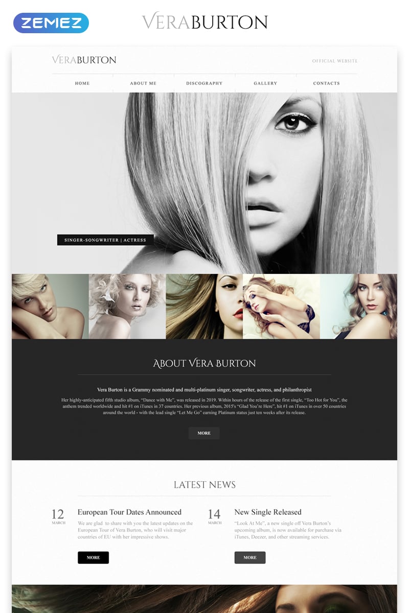 Plantilla Web "Vera Burton - Personal Pages Responsive HTML Elegant" #53839