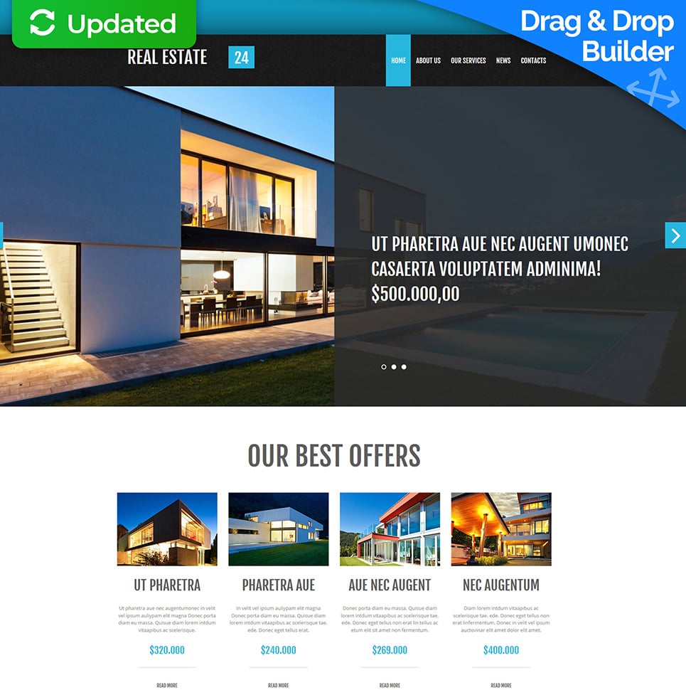 Real Estate Agency Responsive Moto CMS 3 Template New Screenshots BIG