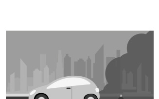 Car Exhaust Pollution Cityscape Vector Illustration