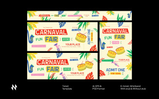 Colorful Carnaval Ticket Template
