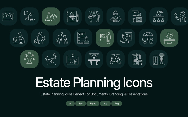 Estate Planning Icons Set Icon Set