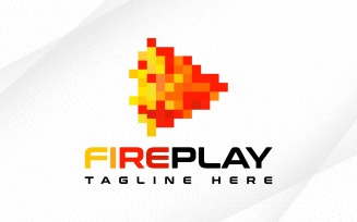 Fire Pixel Play Logo, Fire Logo, entertainment logo, studio logo, movie and film animation logo
