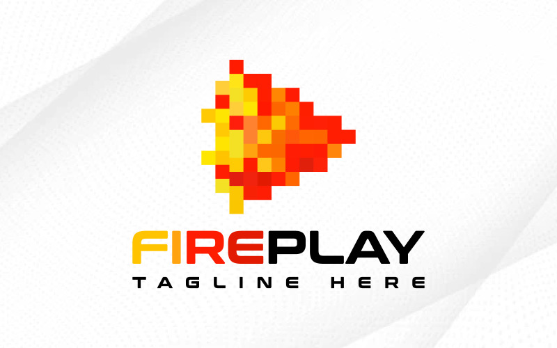 Fire Pixel Play Logo, Fire Logo, entertainment logo, studio logo, movie and film animation logo Logo Template