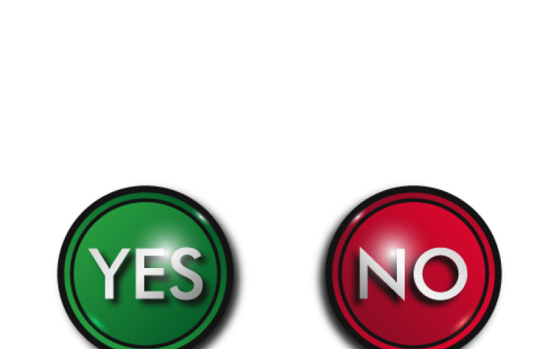 Green and red round buttons YES and NO Vector Graphic