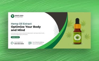 Hemp CBD Oil Social Media Cover Banner Template Ver-13