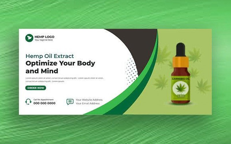 Hemp CBD Oil Social Media Cover Banner Template Ver-13