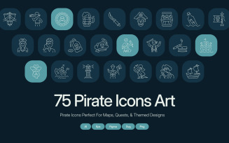 Modern Pirate Icon Art Set