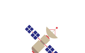 Space Satellite Vector Icon: Modern Flat Design for Web & Apps